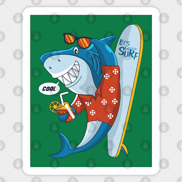 Shark Surfer Sticker by Mako Design 